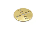 Brass Round Charm, 10 Raw Brass Moon Phases Charms With 1 Hole, Findings, Pendants (18x0.80mm) M02737