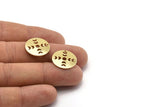 Brass Round Charm, 10 Raw Brass Moon Phases Charms With 1 Hole, Findings, Pendants (18x0.80mm) M02737