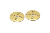 Brass Round Charm, 10 Raw Brass Moon Phases Charms With 2 Holes, Findings, Pendants (18x0.80mm) M02739