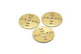 Brass Round Charm, 10 Raw Brass Moon Phases Charms With 2 Holes, Findings, Pendants (18x0.80mm) M02739