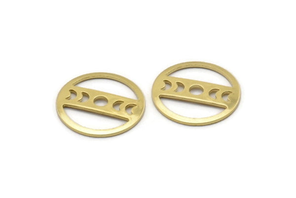 Brass Round Blank, 10 Raw Brass Moon Phases Blanks, Findings, Stamping Tags (18x0.80mm) M02732