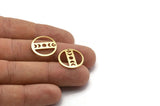 Brass Round Charm, 10 Raw Brass Moon Phases Charms With 1 Hole, Findings, Pendants (18x0.80mm) M02733