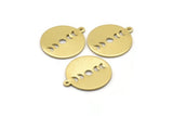 Brass Round Charm, 10 Raw Brass Moon Phases Charms With 1 Loop, Findings, Pendants (20x18x0.80mm) M02716