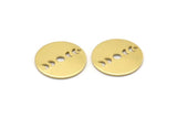 Brass Round Charm, 10 Raw Brass Moon Phases Charms With 1 Hole, Findings, Pendants (18x0.80mm) M02715