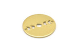 Brass Round Charm, 10 Raw Brass Moon Phases Charms With 2 Holes, Findings, Pendants (18x0.80mm) M02718