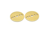 Brass Round Charm, 10 Raw Brass Moon Phases Charms With 2 Holes, Findings, Pendants (18x0.80mm) M02718