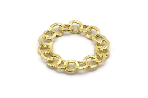 Brass Round Charm, 2 Raw Brass Chain Shaped Round Charms, Pendants, Earrings, Findings (32x2mm) N1744