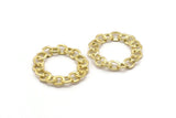 Brass Round Charm, 2 Raw Brass Chain Shaped Round Charms, Pendants, Earrings, Findings (32x2mm) N1744