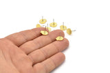 Brass Round Earring, 10 Textured Raw Brass Round Stud Earrings (10x9x0.80mm) M01587 A2443