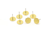 Brass Round Earring, 12 Hammered Raw Brass Round Stud Earrings (10x0.80mm) M01504 A2456