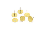 Brass Round Earring, 12 Hammered Raw Brass Round Stud Earrings (10x0.80mm) M01504 A2456
