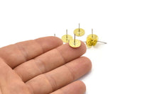 Brass Round Earring, 12 Hammered Raw Brass Round Stud Earrings (10x0.80mm) M01504 A2456