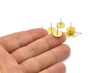 Brass Round Earring, 12 Hammered Raw Brass Round Stud Earrings (10x0.80mm) M01504 A2456
