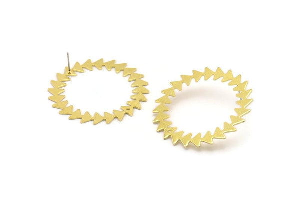 Brass Circle Earring, 2 Raw Brass Circle Stud Earrings With 1 Hole (42x0.80mm) M01574 A2437