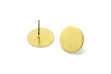 Brass Round Earring, 8 Raw Brass Round Stud Earrings (14x0.80mm) M01590 A2426