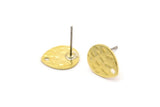 Brass Drop Earring, 8 Hammered Raw Brass Drop Stud Earrings With 1 Hole (12x0.70mm) M01510 A2450