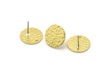 Brass Round Earring, 8 Hammered Raw Brass Round Stud Earrings With 1 Hole (16x0.80mm) M01518 A2434