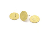 Brass Round Earring, 10 Textured Raw Brass Round Stud Earrings (14x0.80mm) M01583 A2439