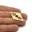 Brass Diamond Earring, 4 Textured Raw Brass Moon Phases Shaped Stud Earrings (40x26x0.80mm) M01527 A2459