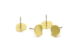 Brass Round Earring, 12 Raw Brass Round Stud Earrings (10x9x0.80mm) M01594 A2424
