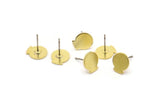Brass Round Earring, 12 Raw Brass Round Stud Earrings (10x9x0.80mm) M01594 A2424