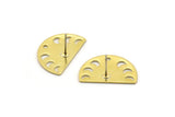 Semi Circle Earring, 8 Raw Brass Moon Phases Stud Earrings With 1 Hole (22x14x0.80mm) M01554 A2462
