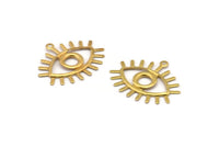 Brass Eye Charm, 24 Raw Brass Eye Charms With 1 Loop, Pendants, Earrings (27x22x1mm) A1202