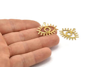 Brass Eye Charm, 24 Raw Brass Eye Charms With 1 Loop, Pendants, Earrings (27x22x1mm) A1202