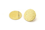 Brass Round Earring, 6 Hammered Raw Brass Round Stud Earrings (20x0.80mm) M01506 A2460