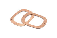 Rose Gold Round Charms, 4 Rose Gold Plated Brass Textured Round Connectors With 4 Holes, Earrings, Pendants, Findings (36x27x0.50mm) D0678