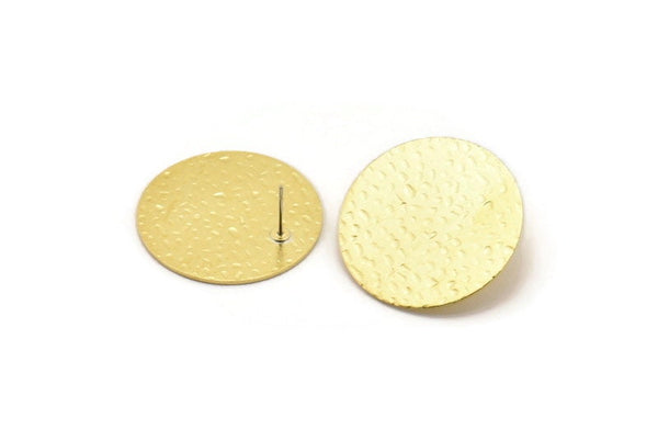 Pirinç Yuvarlak Küpe, 4 Çekiçlenmiş Ham Pirinç Yuvarlak Küpe (30x0,80 mm) M01508 A2431