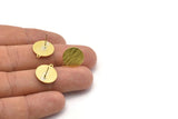 Brass Round Earring, 10 Textured Raw Brass Round Stud Earrings With 1 Loop (16x14x0.80mm) M01584 A2455