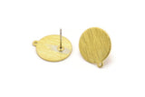Brass Round Earring, 10 Textured Raw Brass Round Stud Earrings With 1 Loop (16x14x0.80mm) M01584 A2455