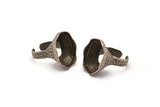 Duke Ring Setting, 1 Antique Silver Plated Duke Ring Setting with Pad Size (24x18mm) U046 H0306
