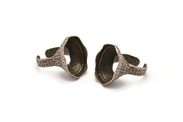Duke Ring Setting, 1 Antique Silver Plated Duke Ring Setting with Pad Size (24x18mm) U046 H0306