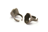 Duke Ring Setting, 1 Antique Silver Plated Duke Ring Setting with Pad Size (24x18mm) U046 H0306