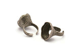 Duke Ring Setting, 1 Antique Silver Plated Duke Ring Setting with Pad Size (24x18mm) U046 H0306