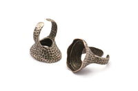 Duke Ring Setting, 1 Antique Silver Plated Duke Ring Setting with Pad Size (24x18mm) U046 H0306