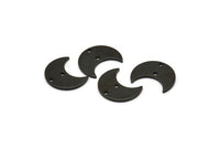 Black Moon Charm, 12 Oxidized Black Brass Crescent Moon Charms With 2 Holes (15x8x1mm) M01846 S1207