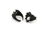 Heir Ring Settings, 1 Oxidized Brass Black Adjustable Heir to the Throne Rings with 1 Stone Settings - Pad Size 13x19mm N0166 S1166
