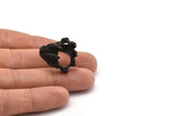 Heir Ring Settings, 1 Oxidized Brass Black Adjustable Heir to the Throne Rings with 1 Stone Settings - Pad Size 13x19mm N0166 S1166