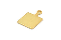 Gold Square Charm, 4 Gold Plated Brass Square Charms With 1 Loop, Earring, Findings (21x14x1mm) D0753 Q0782