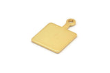 Gold Square Charm, 4 Gold Plated Brass Square Charms With 1 Loop, Earring, Findings (21x14x1mm) D0753 Q0782
