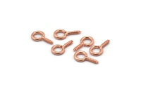 Screw Eye Pin, 50 Rose Gold Tone Brass Screw Hook Eye Pins (13x7mm) A1061