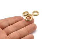 Zircon Rondelle Bead, 1 Gold CZ Zircon Rondelle Beads (14x3mm) BS 1727 Q0437