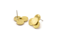 Brass Flower Earring, 4 Raw Brass Flower Stud Earrings (15x1.2mm) N1819