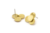 Brass Flower Earring, 4 Raw Brass Flower Stud Earrings (15x1.2mm) N1819
