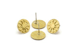 Brass Round Earring, 6 Raw Brass Round Stud Earrings (13x1.5mm) N1817