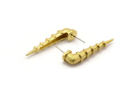 Pirinç Çivi Küpe, 2 Ham Pirinç Çivi Küpe, Küpe Parçaları (37x8mm) N1747