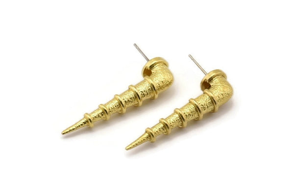 Pirinç Çivi Küpe, 2 Ham Pirinç Çivi Küpe, Küpe Parçaları (37x8mm) N1747